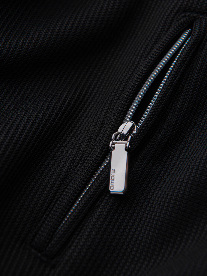 Jachetă pentru bărbați cu guler înalt și interior din fleece - negru V1 OM-JANP-0154