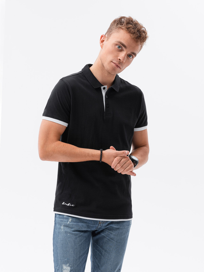 Pánské bavlněné polo tričko - černé V8 S1382