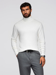 Men's knitted fitted turtleneck with viscose - ecru V3 OM-SWTN-0101