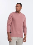 Men's BASIC cotton non-stretch sweatshirt - dark pink V4 OM-SSBN-0159