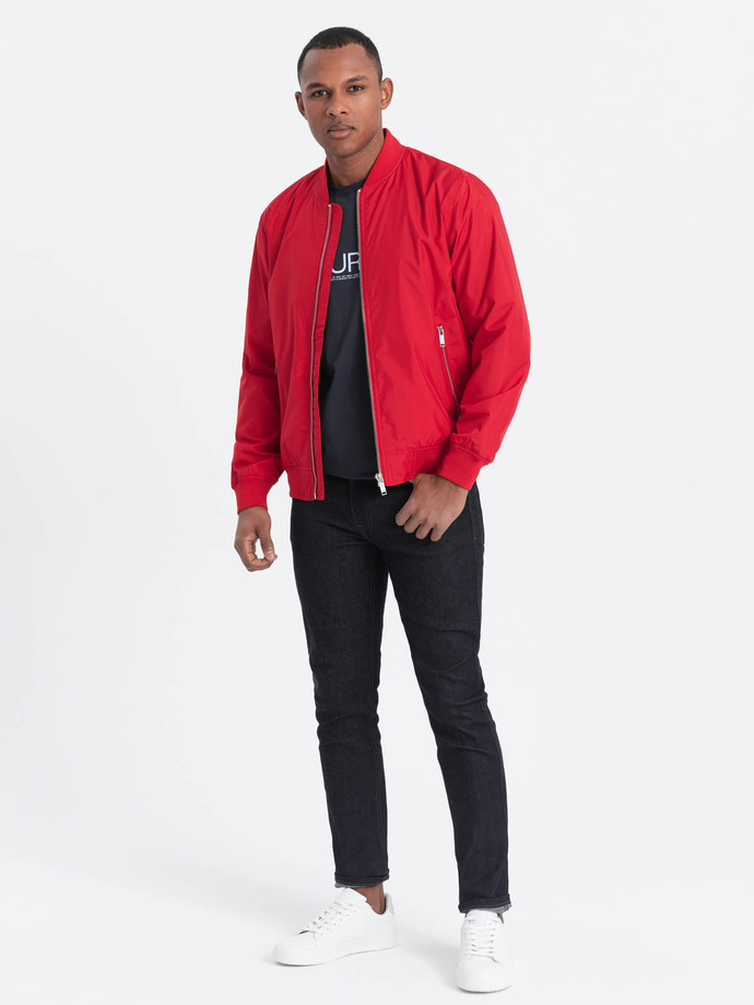 Men's bomber jacket seamed - red V14 OM-JANP-0115