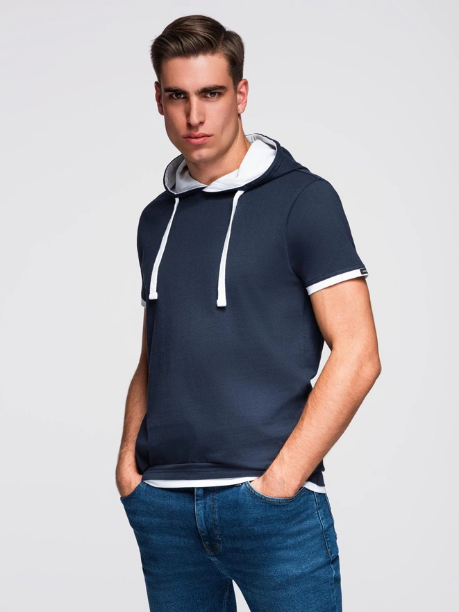 Men's SLIM FIT T-shirt with round neckline and logo - white V1 OM-TSCT-0220