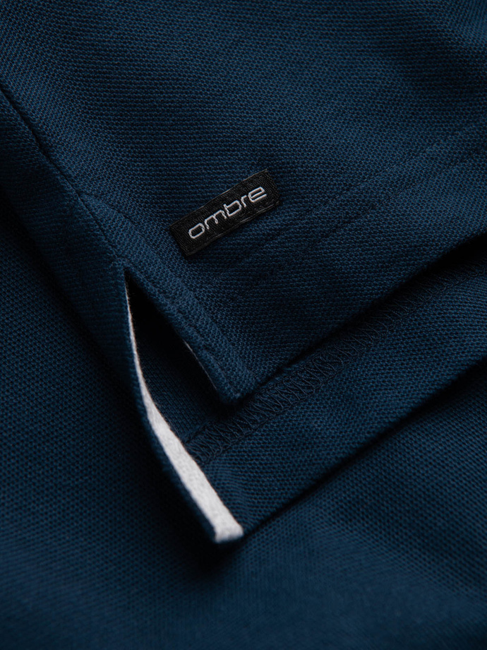 Pánska polokošeľa bez goliera - tmavomodrá V4 OM-TSCT-0156