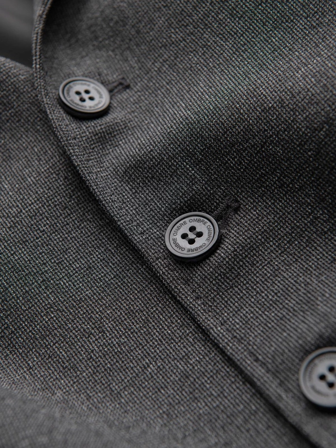 Pánská obleková vesta s límcem - grafitová V2 OM-BLZV-0109