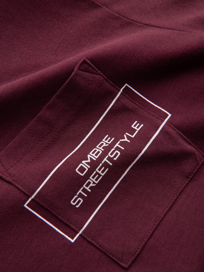 Tricou cu buzunare din bumbac Ombre Streetstyle pentru bărbați - maro V3 OM-TSCT-0108
