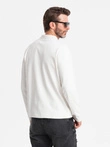 Men's polo longsleeve with zippered collar - white V1 OM-POLS-0130