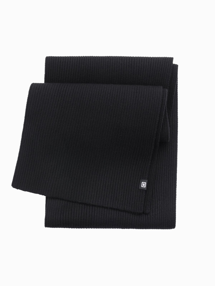 Eșarfă monocromă tricotată cu nervuri pentru bărbați - negru V1 OM-ACSF-0119