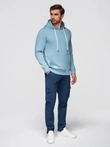 Men's BASIC kangaroo sweatshirt with hood - blue V7 B1674