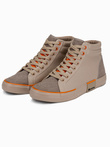 Men's high classic sneakers with quilted upper - beige and orange V6 OM-FOTH-0127