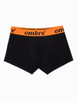 Pánske kontrastné bavlnené boxerky - 7-pack čierne V1 OM-UNBO-0100