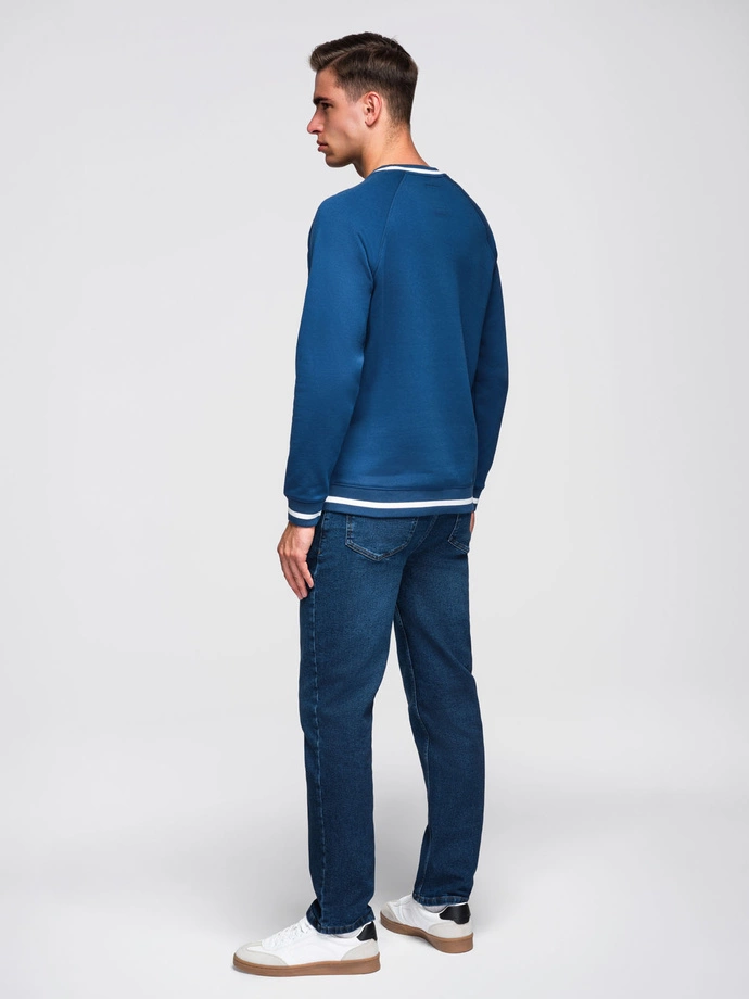 Men's raglan sleeve sweatshirt with contrasting details - dark blue V1 OM-SSNZ-0244