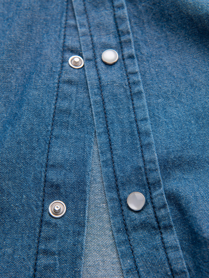 Men's snap denim shirt with pockets - blue V2 OM-SHDS-0210