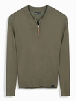 Men's sweater with viscose and spread neckline - olive V1 OM-SWZS-0124