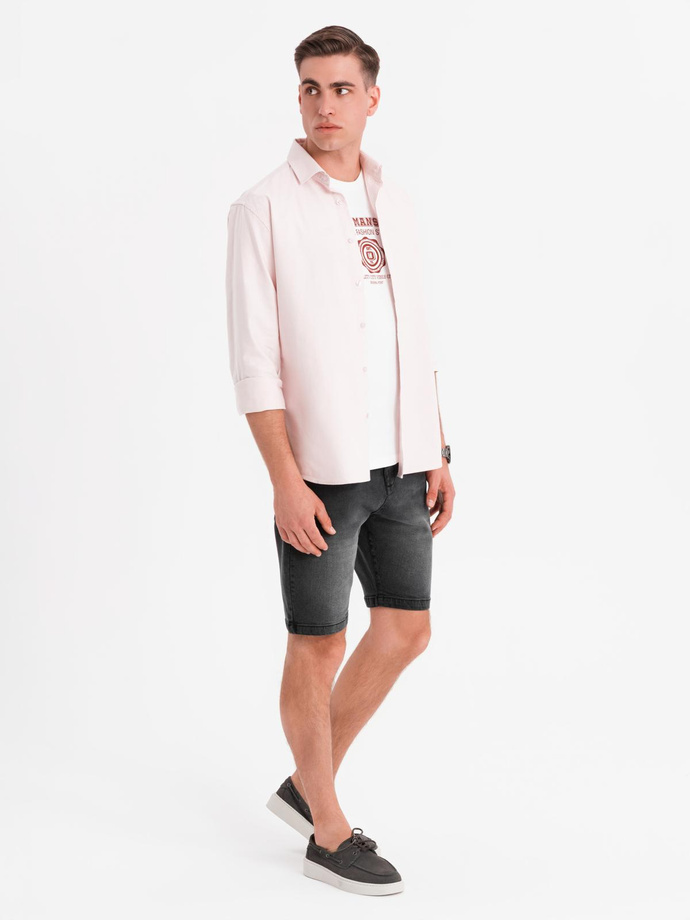 Pantaloni scurți casual pentru bărbați SLIM FIT jacquard knit - albastru marin V1 OM-SRCS-0168