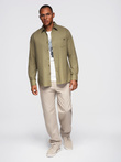 Men's cotton shirt with pocket REGULAR FIT - olive V2 OM-SHCS-0147