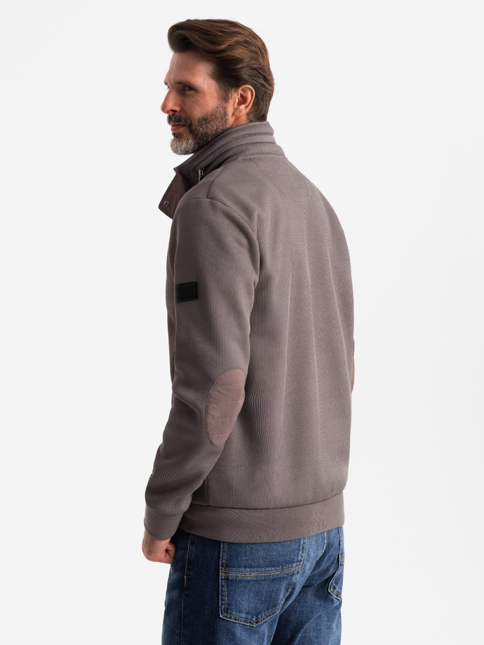 Jachetă pentru bărbați cu guler înalt și interior din fleece - Ash V2 OM-JANP-0154