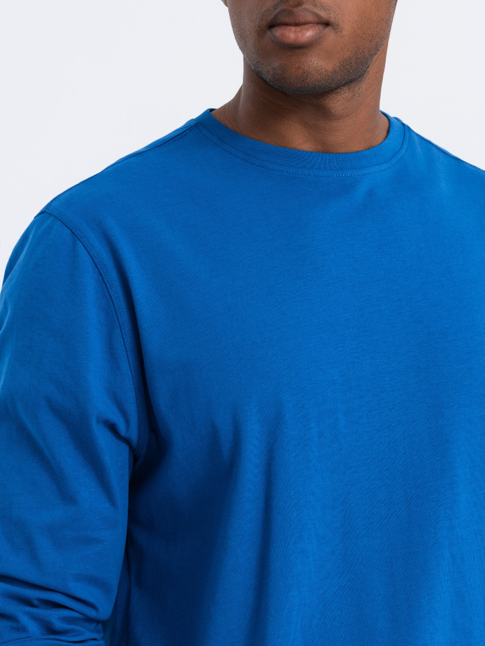 Men's BASIC longsleeve with round neckline - blue V9 OM-LSBL-0106