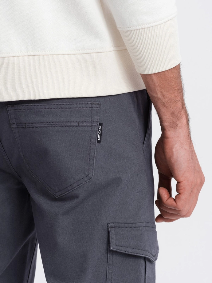 Pánske nohavice JOGGERY s cargo vreckami na zips - grafitová V3 OM-PAJO-0123