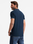 Tricou polo bărbătesc fără nasturi - albastru marin V3 OM-POSS-0110