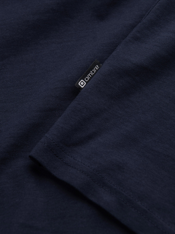 BASIC men's longsleeve with round neckline - navy blue V2 OM-LSBL-0106