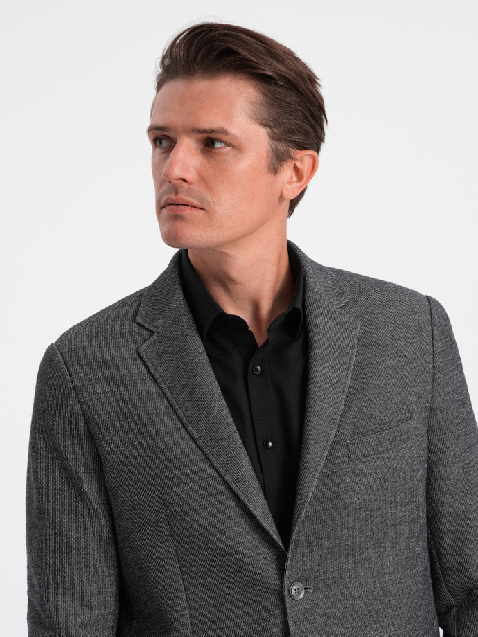Men's blazer with elbow patches - black V5 OM-BLZB-0108