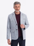Blazer bărbătesc cu croială REGULAR cu in - albastru deschis V3 OM-BLZB-0128