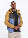 Lightweight colorful men's sports jacket with fleece - blue-mustard V8 OM-JANP-0194