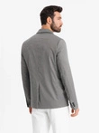 Men's casual blazer in delicate check - gray V2 OM-BLZB-0116