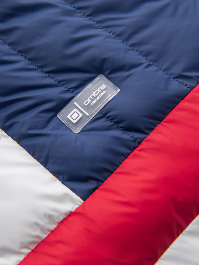 Jachetă sport retro colorată pentru bărbați - albastru și alb V1 OM-JALP-0175