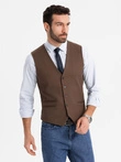 Men's suit vest with classic detailing and lining - brown V2 OM-BLZV-0142