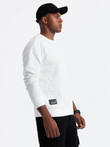 Pánska mikina RELAXED FIT s vyrazenými písmenami - ecru V2 OM-SSNZ-0164