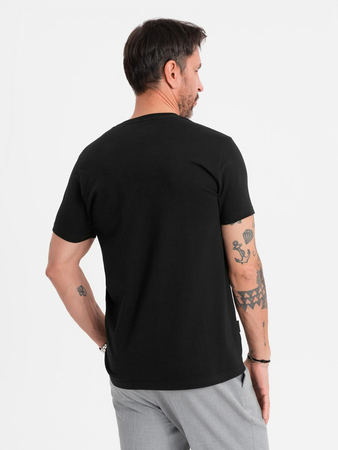 BASIC men's classic cotton T-shirt with a crew neckline - black V1 OM-TSBS-0237