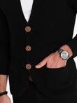 Men's structured cardigan sweater with pockets - black V1 OM-SWCD-0109