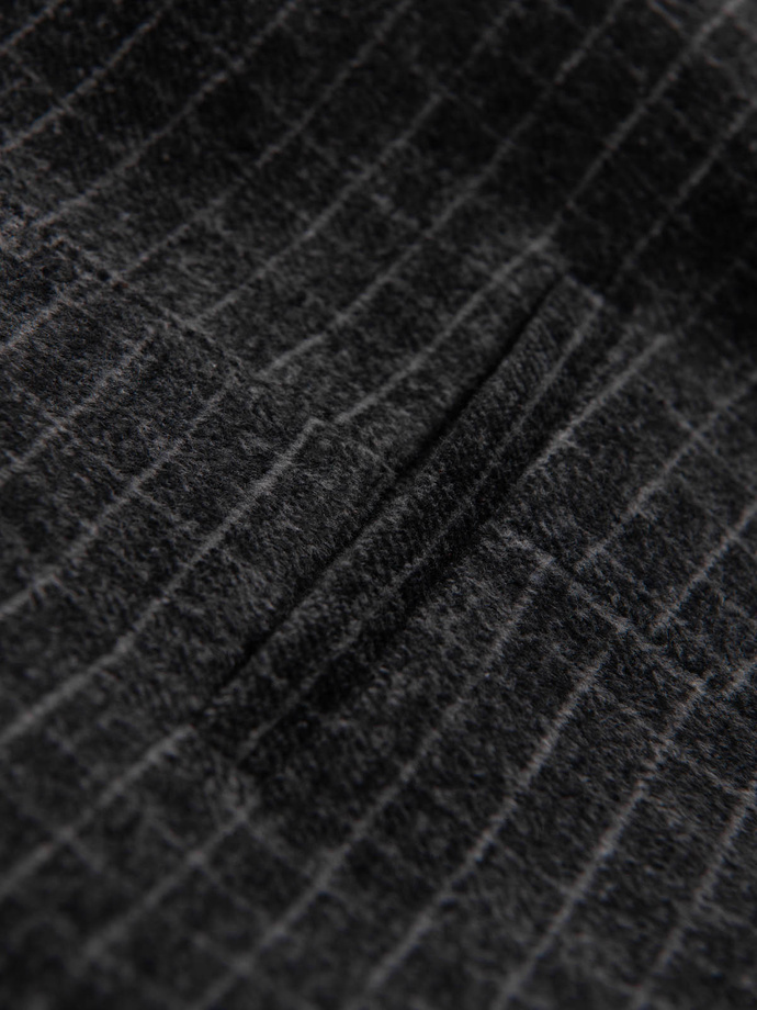 Men's wool blend vest with checkered lapels - graphite V1 OM-BLZV-0110