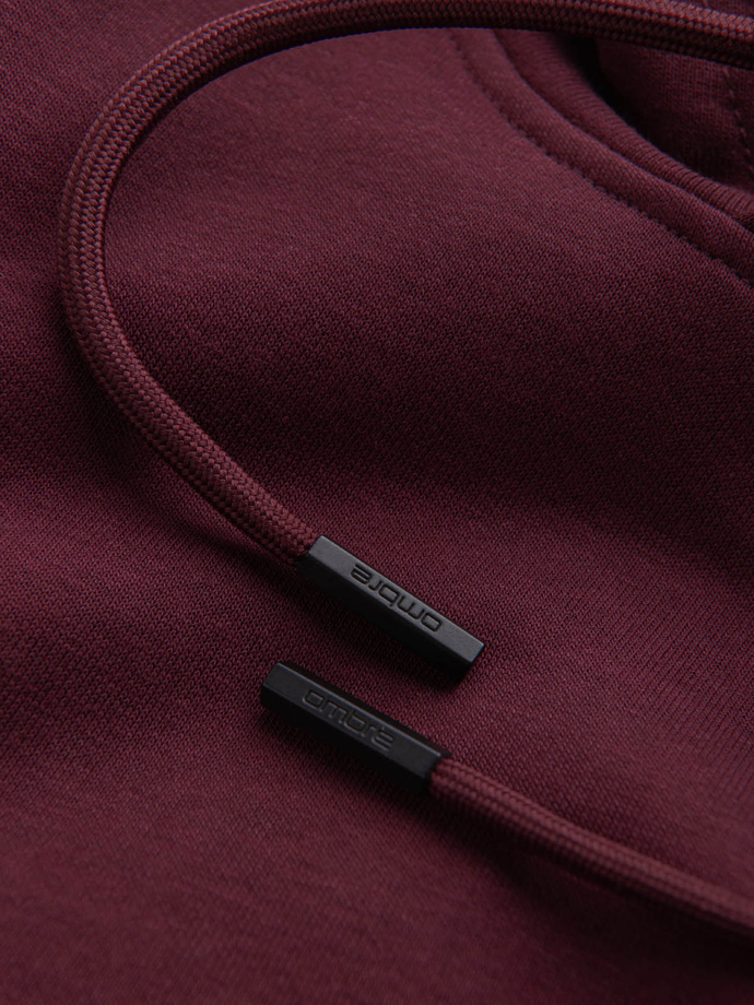 Pánská bavlněná mikina BASIC s klokankou a kapucí - bordó V3 OM-SSBN-0161