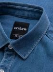 Cămașă bărbătească din bumbac cu model SLIM FIT - albastru marin V6 OM-SHCS-0151