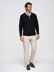 Men's sweater with viscose and spread neckline - black V2 OM-SWZS-0124