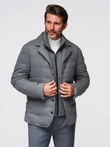 Men's jacket with a jacket cut with a fleece lining - gray V1 OM-JALP-0170