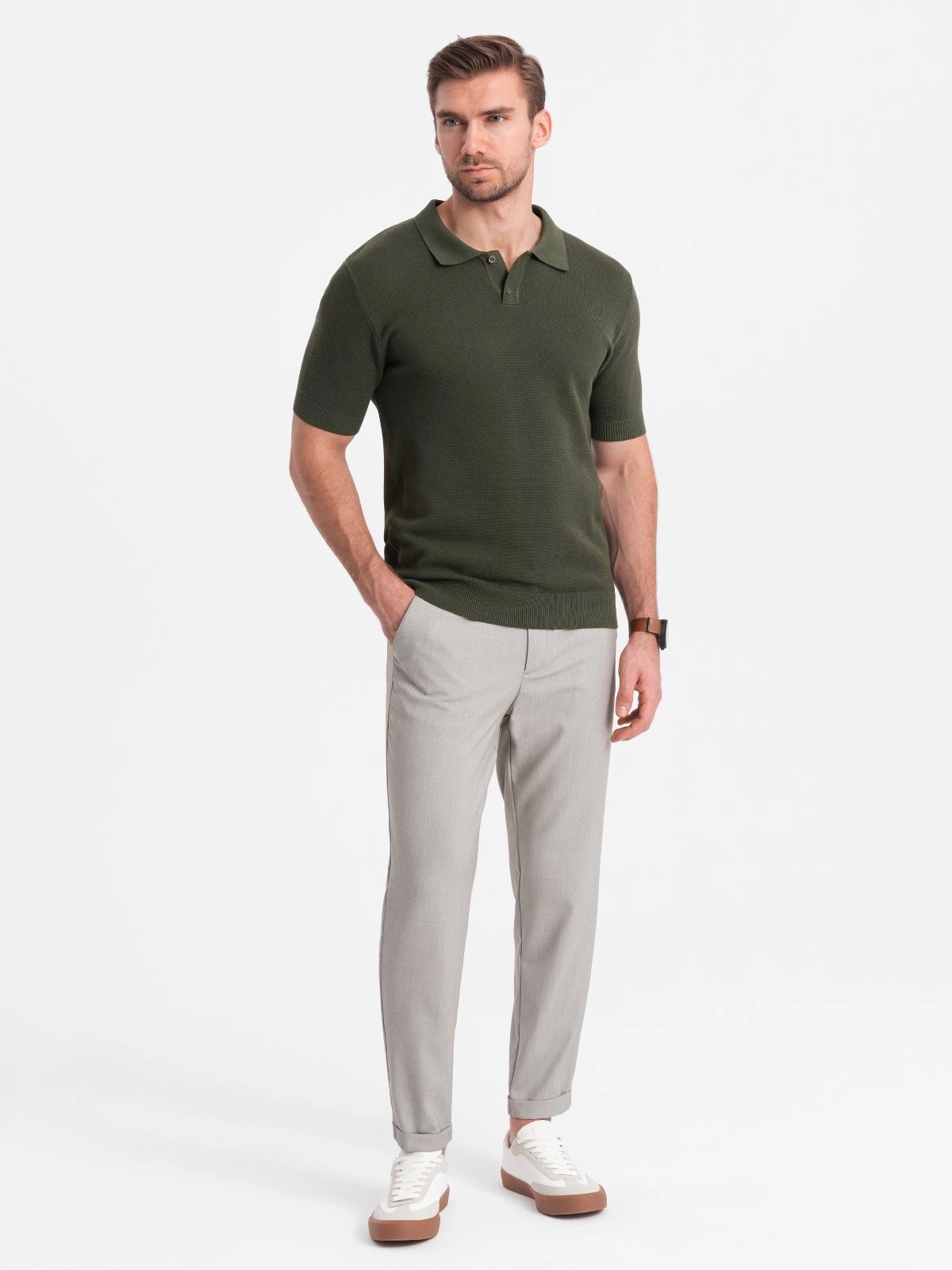 Men's REGULAR FIT chino pants with elastic waistband - gray
