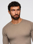 BASIC men's classic viscose sweater with round neckline - dark beige V15 OM-SWBS-0106