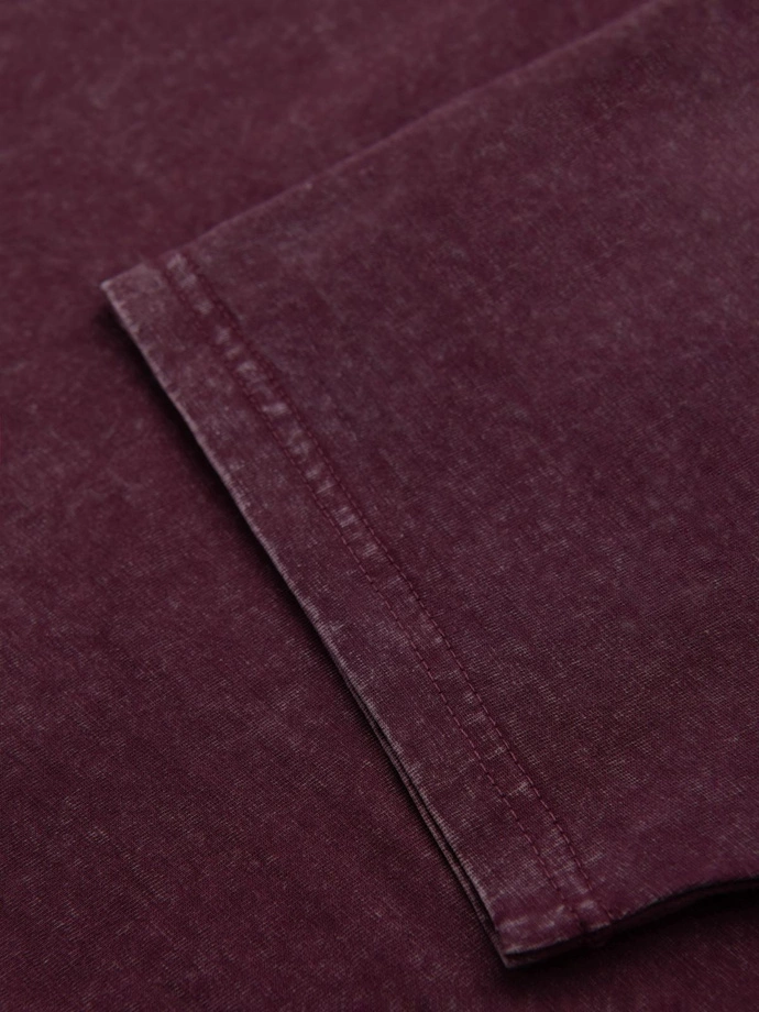 Men's T-shirt with wash effect - burgundy V3 OM-TSWT-0116