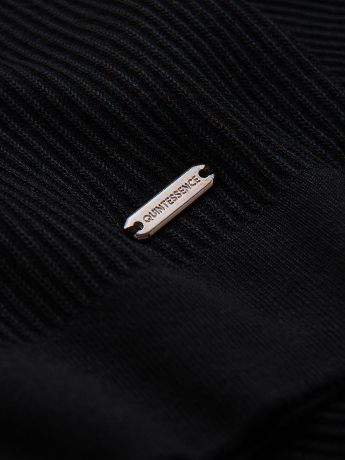 Pánská polokošile s otevřeným límečkem bez knoflíků - černá V2 OM-POSS-0160