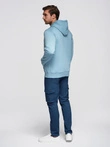 Men's BASIC kangaroo sweatshirt with hood - blue V7 B1674
