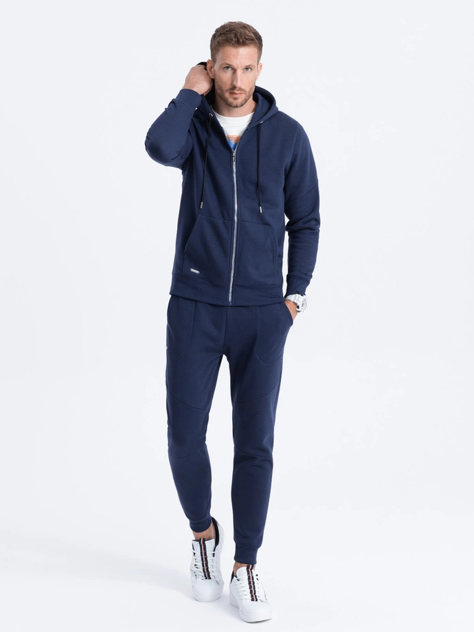 Men's sweatshirt set unbuttoned sweatshirt + pants - navy blue V4 Z63