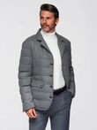 Men's jacket with a jacket cut with a fleece lining - gray V1 OM-JALP-0170