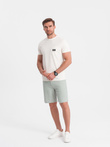Men's knit shorts in linen and cotton - light green V2 OM-SRCS-0130