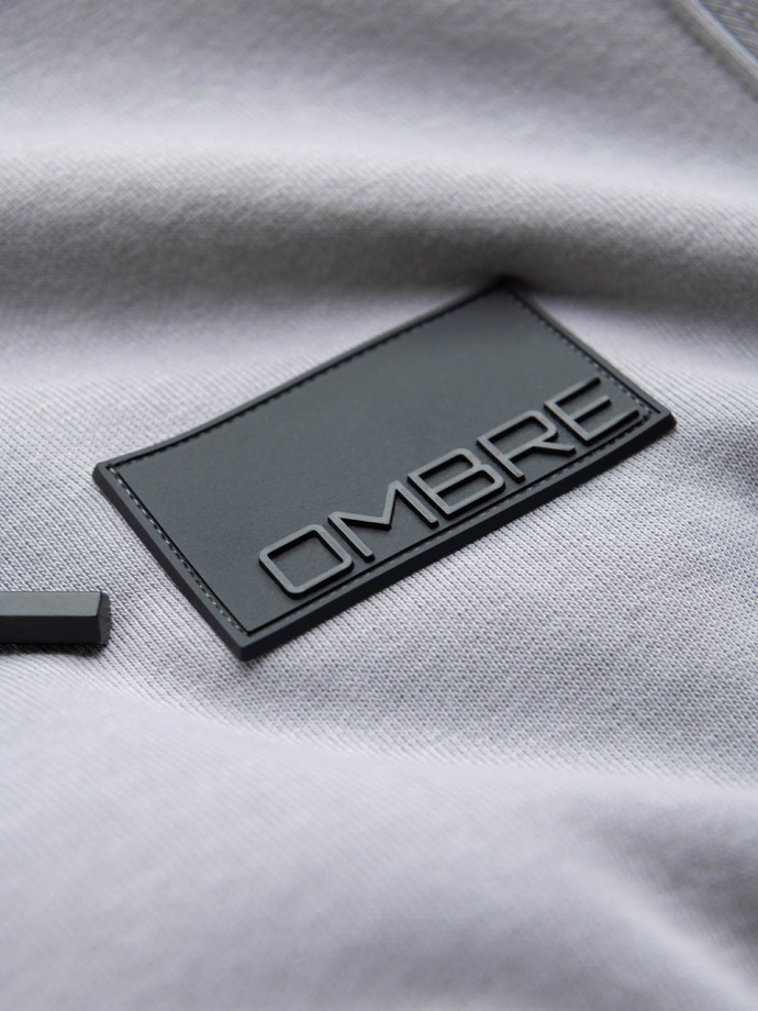 Pánska mikina na zips s kapucňou a nášivkou - sivá V1 OM-SSZP-0140