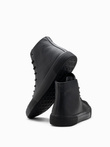 Men's high-top sneakers with rubber toe - black V6 OM-FOSH-0138