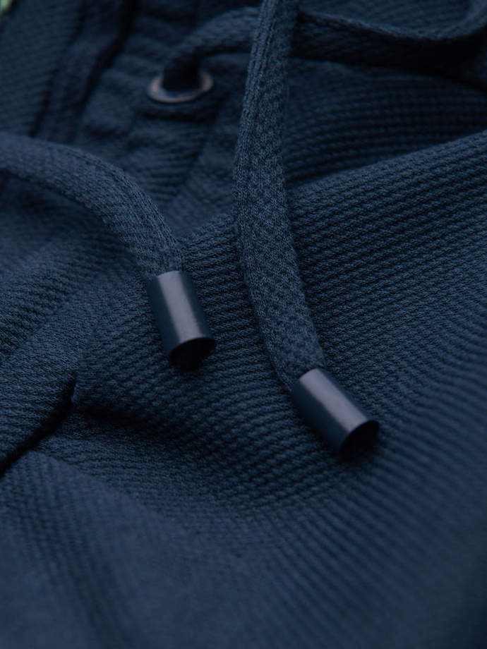 Men's knit shorts with elastic waistband - navy blue V1 OM-SRCS-0107