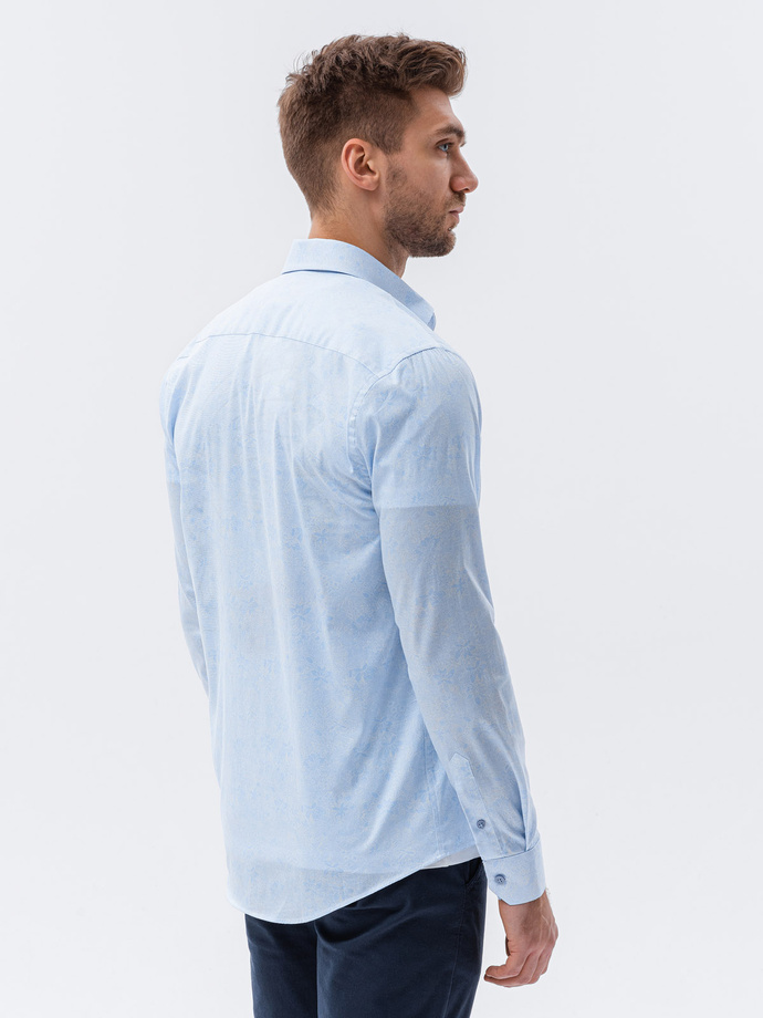 Men's shirt with long sleeves - light blue K609